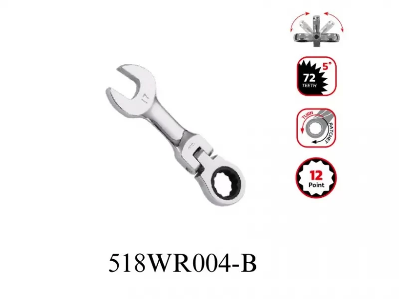 72Tooth stubby Flexiable ratchet combination wrench-518WR004-B