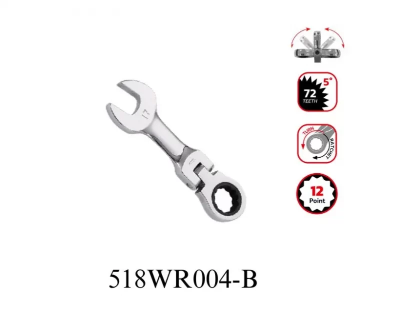 72Tooth stubby Flexiable ratchet combination wrench-518WR004-B